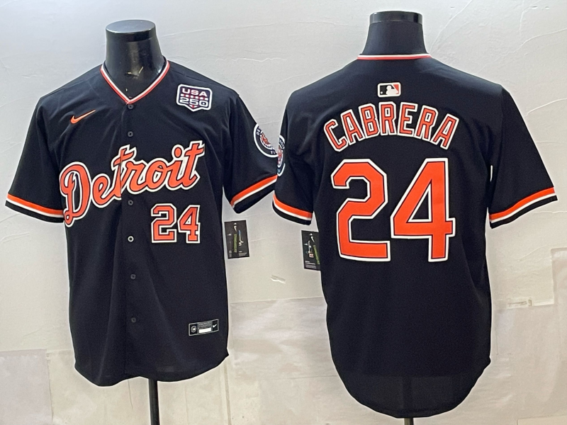 Men Detroit Tigers #24 Cabrera black Game Nike MLB Jersey 2026008->detroit tigers->MLB Jersey